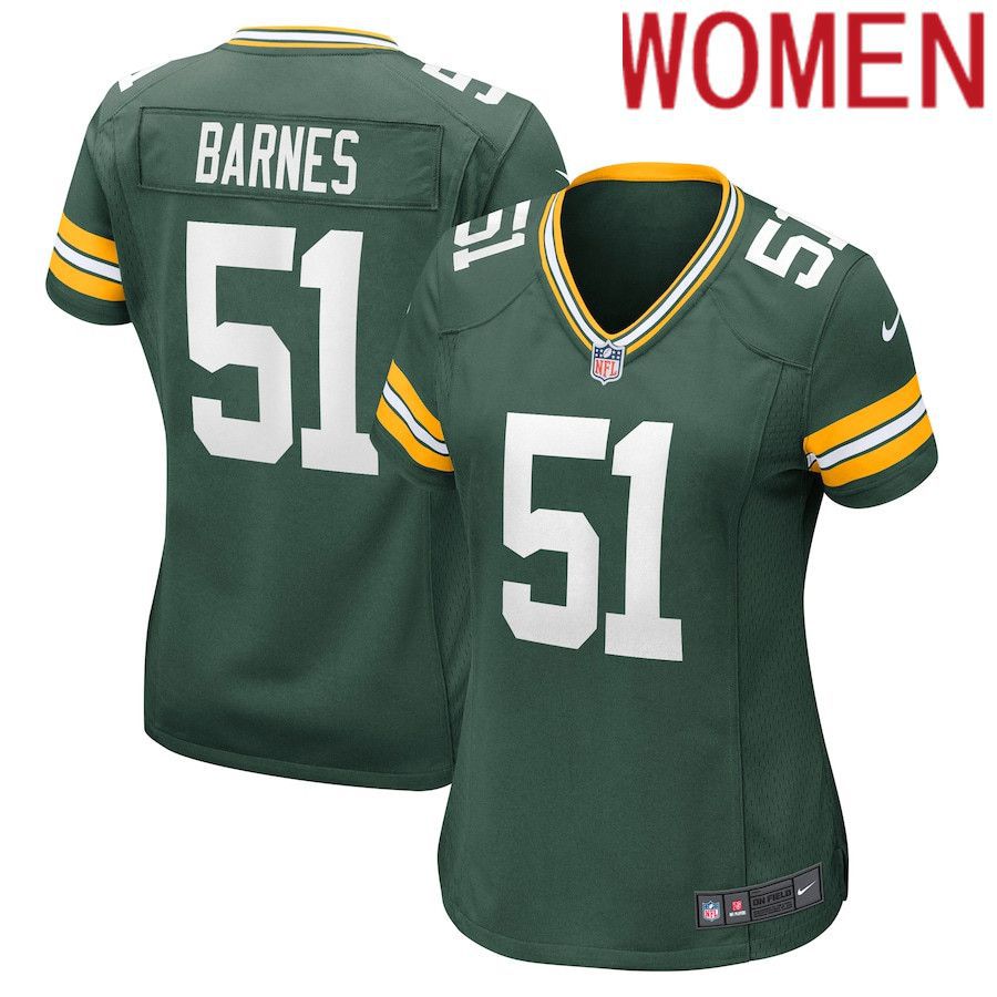 Women Green Bay Packers #51 Krys Barnes Nike Green Nike Game Player NFL Jersey